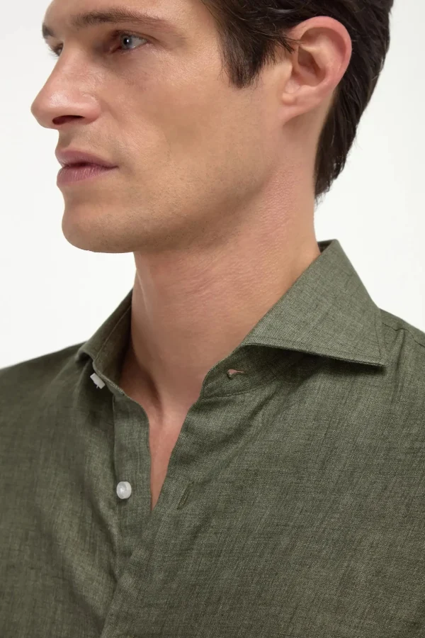 Green linen shirt - Made in Italy