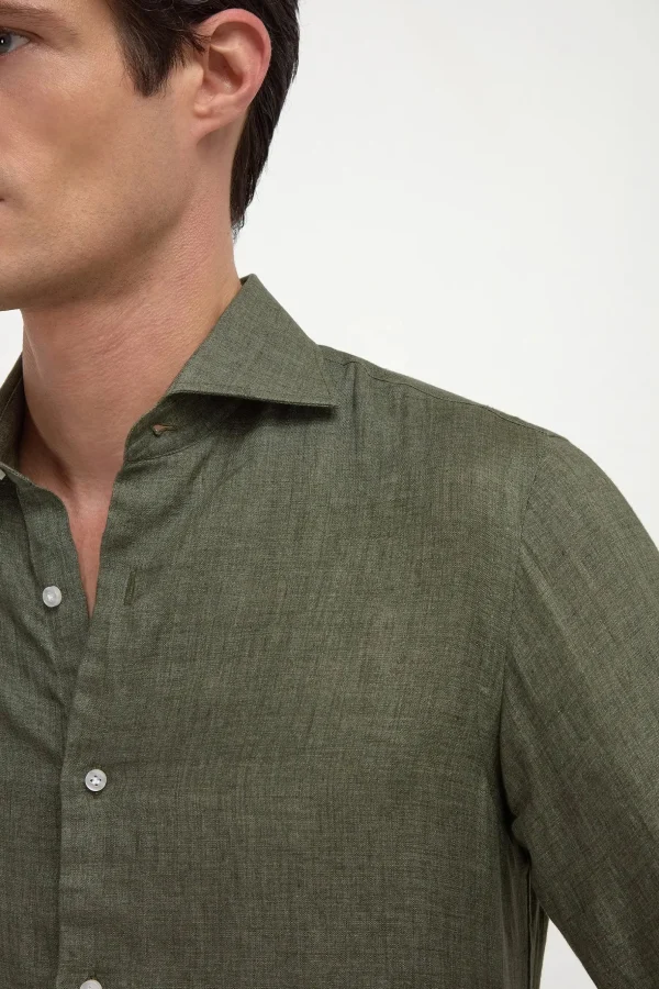 Green linen shirt - Made in Italy