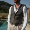 Green linen waistcoat - Made in Italy