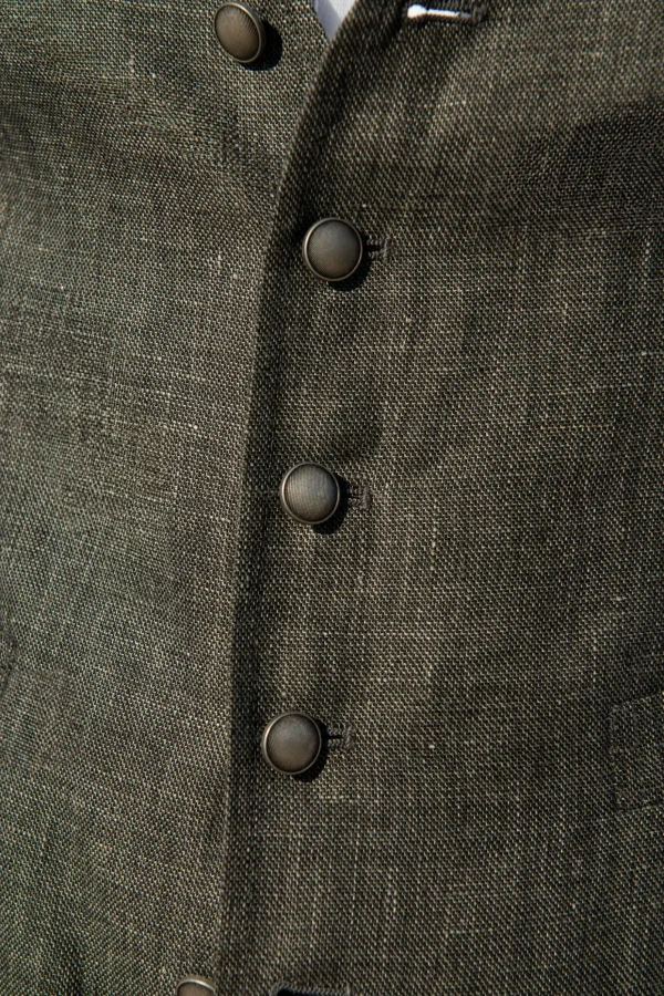 Green linen waistcoat - Made in Italy