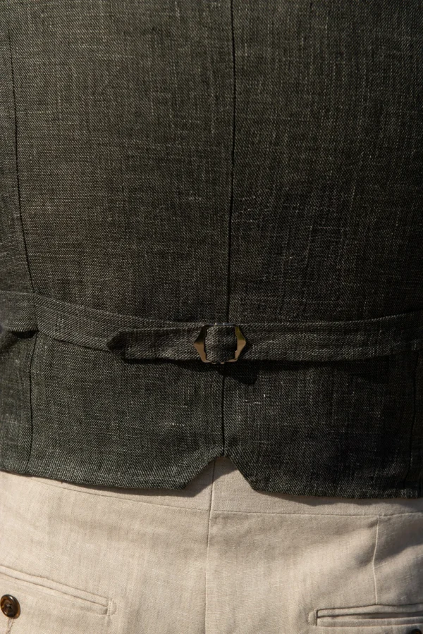 Green linen waistcoat - Made in Italy