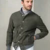 Green Super 180's wool flannel bomber jacket – Made in Italy