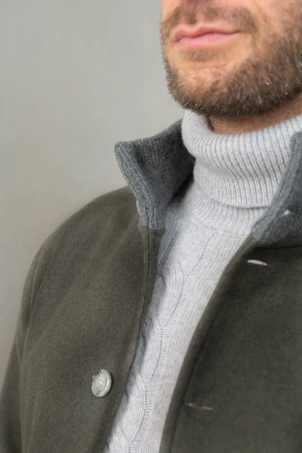 Green Super 180's wool flannel bomber jacket – Made in Italy