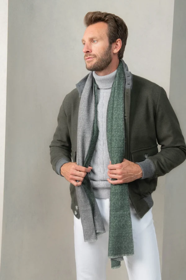 Green Super 180's wool flannel bomber jacket – Made in Italy