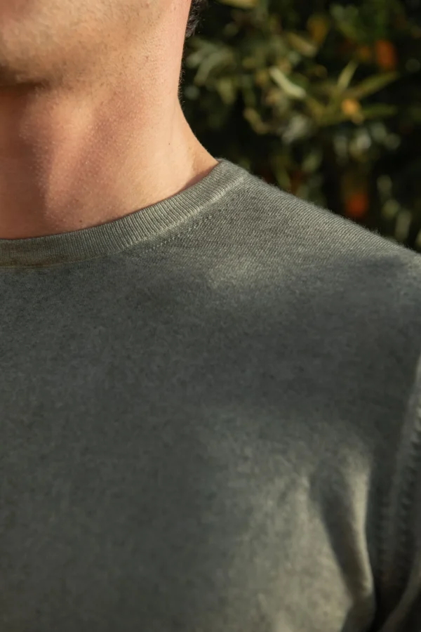 Green superlight cashmere round neck – Made in italy