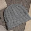 Grey Cashmere rib knit beanie - Made in Italy