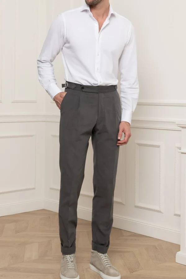Grey Cotton Biella Trousers - Made in Italy
