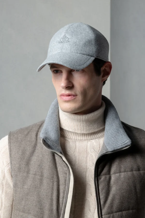 Grey flannel baseball cap - Made in Italy