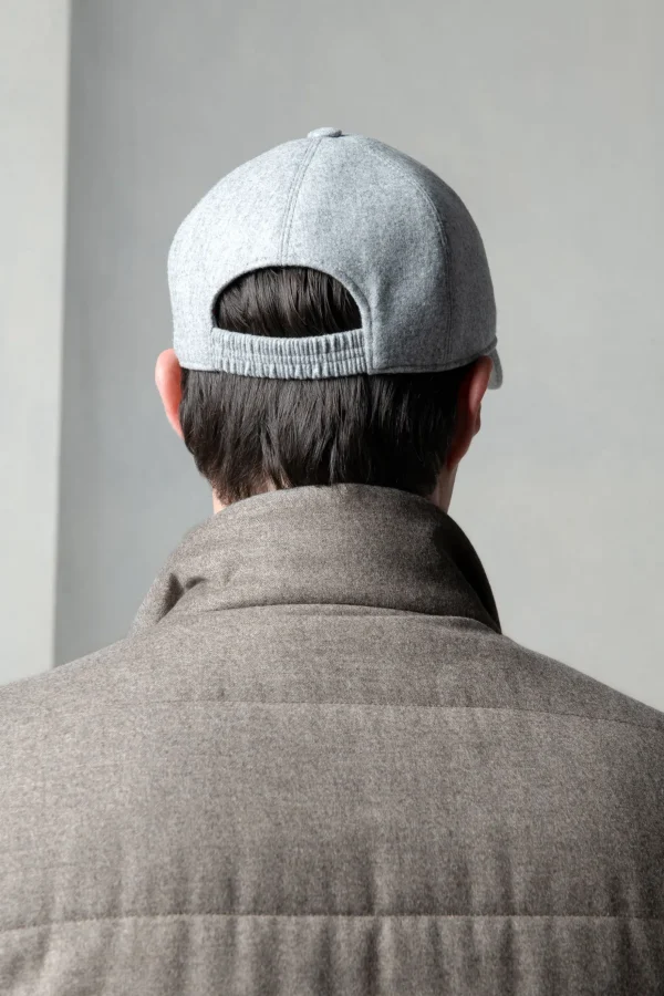Grey flannel baseball cap - Made in Italy
