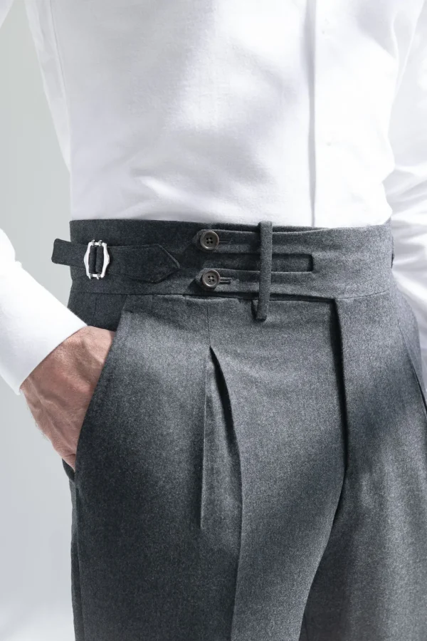 Grey flannel Limited Edition trousers - Made in Italy