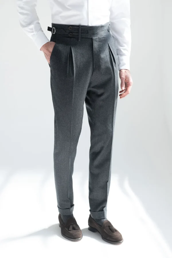 Grey flannel Limited Edition trousers - Made in Italy