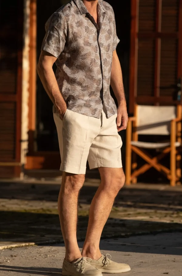 Grey Hawaiana linen shirt - Made in Italy