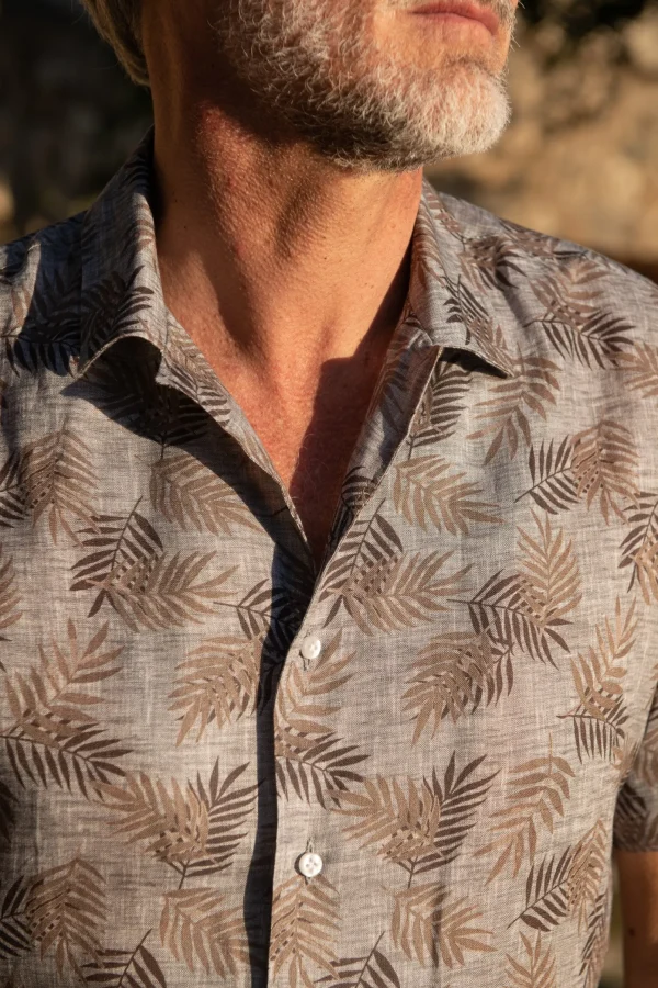 Grey Hawaiana linen shirt - Made in Italy