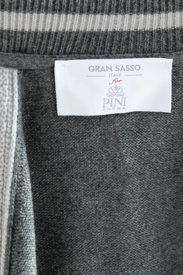 Grey knitted college bomber - Made in Italy