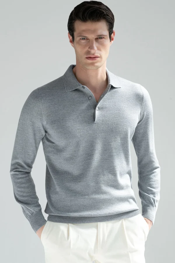 Grey Merino polo – Made in Italy