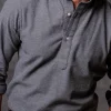 Grey Popover Shirt - Flannel Touch - Made in Italy