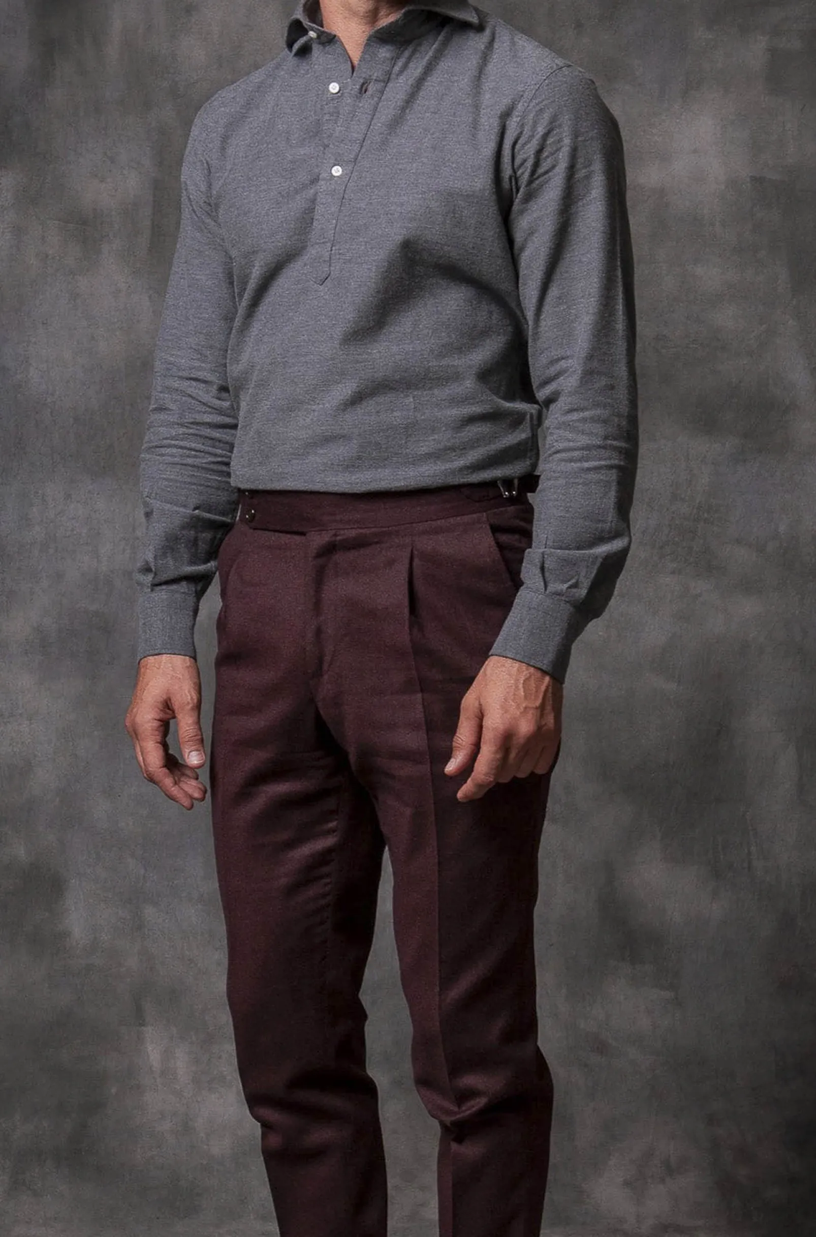 grey_popover_shirt__flann_2.webp Grey Popover Shirt - Flannel Touch - Made in Italy