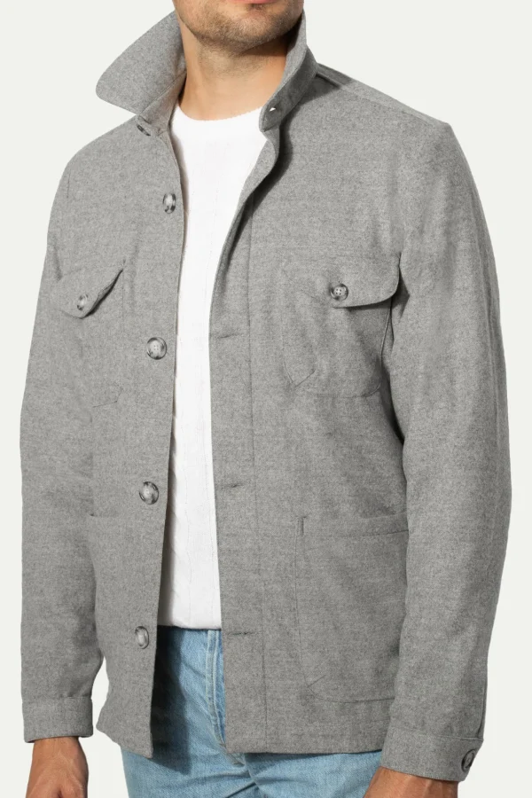 Grey Safari Jacket flannel Super 180s – Made in Italy