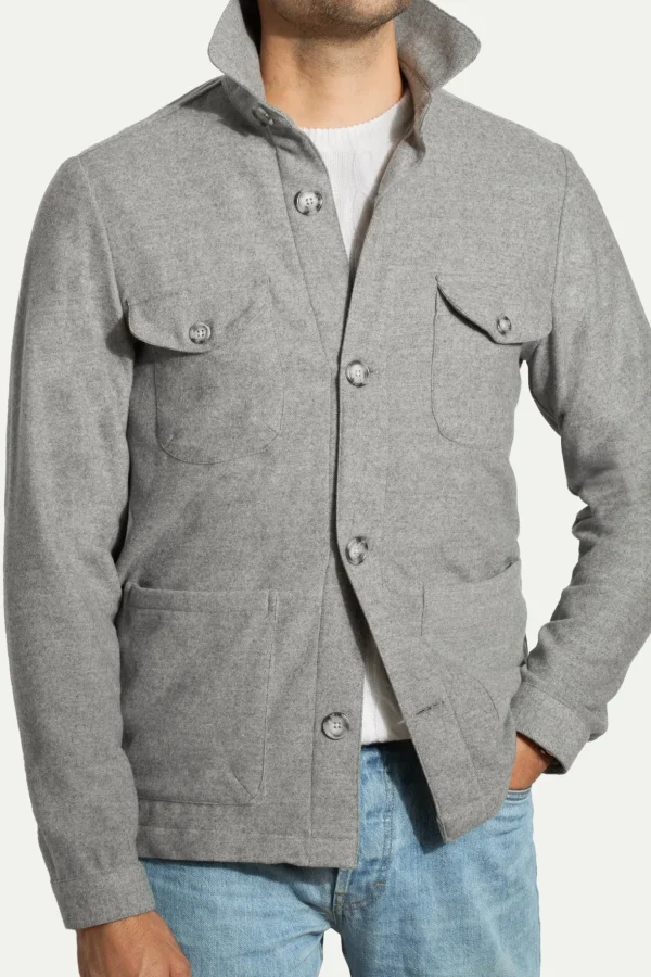 Grey Safari Jacket flannel Super 180s – Made in Italy