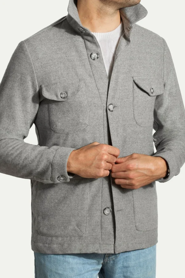 Grey Safari Jacket flannel Super 180s – Made in Italy