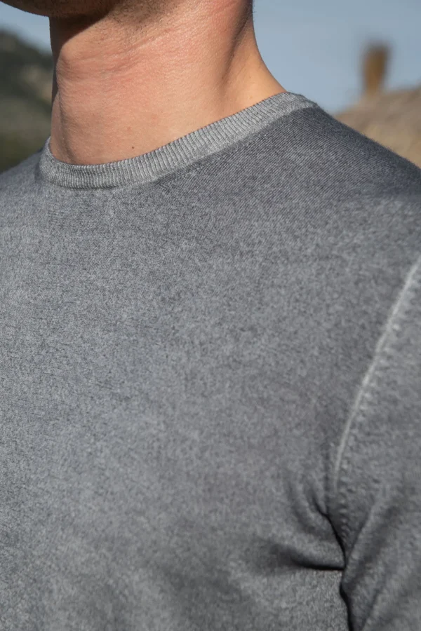 Grey superlight cashmere round neck – Made in italy