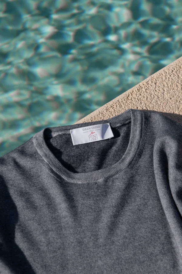 Grey superlight cashmere round neck – Made in italy