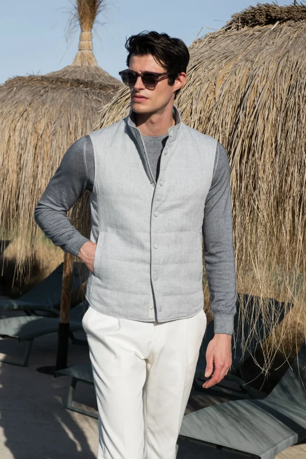Grey superlight cashmere round neck – Made in italy