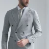 Grey wool and cashmere double breasted suit - Made in Italy