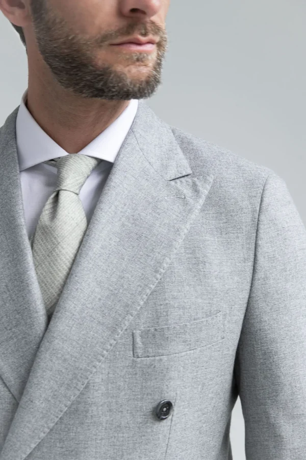Grey wool and cashmere double breasted suit - Made in Italy