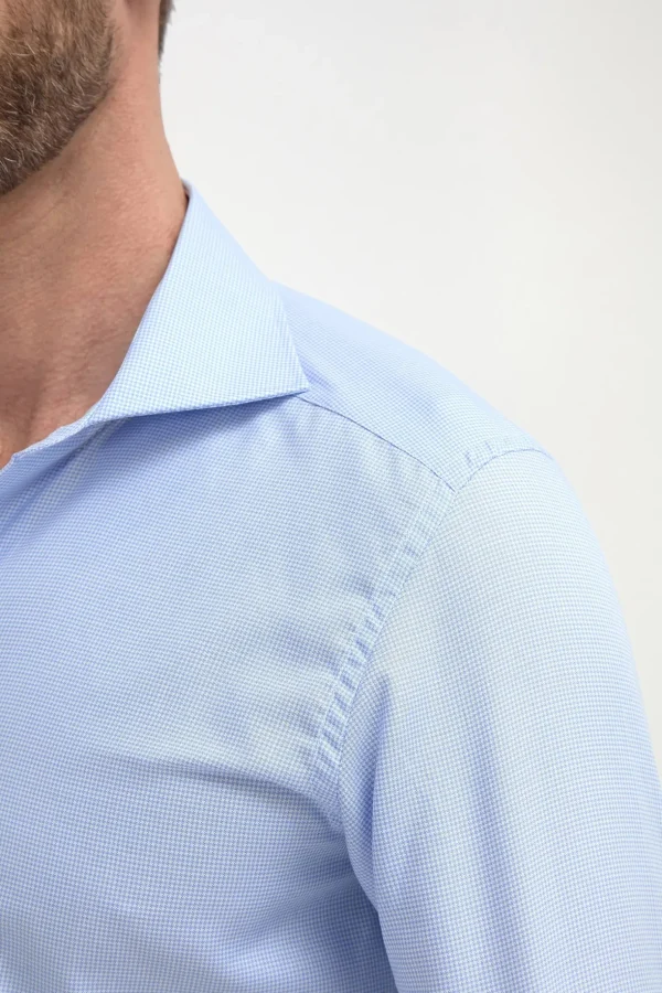 Houndstooth Light Blue Shirt - Made in Italy
