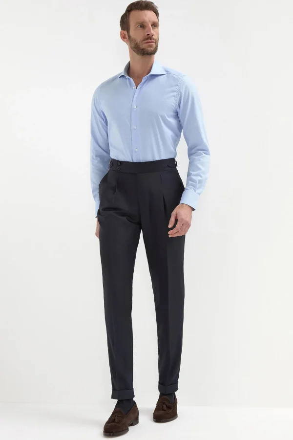 Houndstooth Light Blue Shirt - Made in Italy