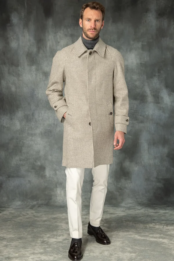 Houndstooth Raglan coat – Made in Italy