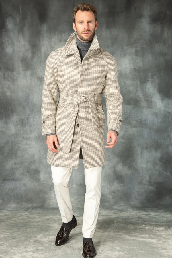 Houndstooth Raglan coat – Made in Italy