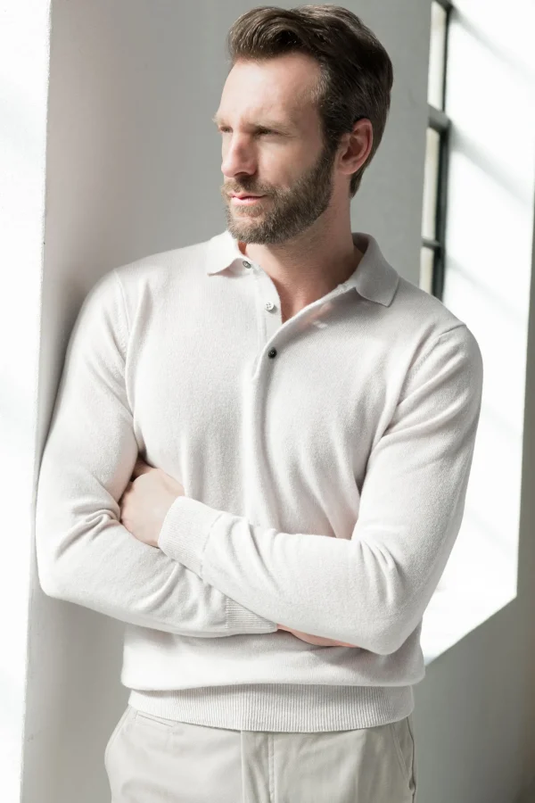 Light beige cashmere polo – Made in Italy