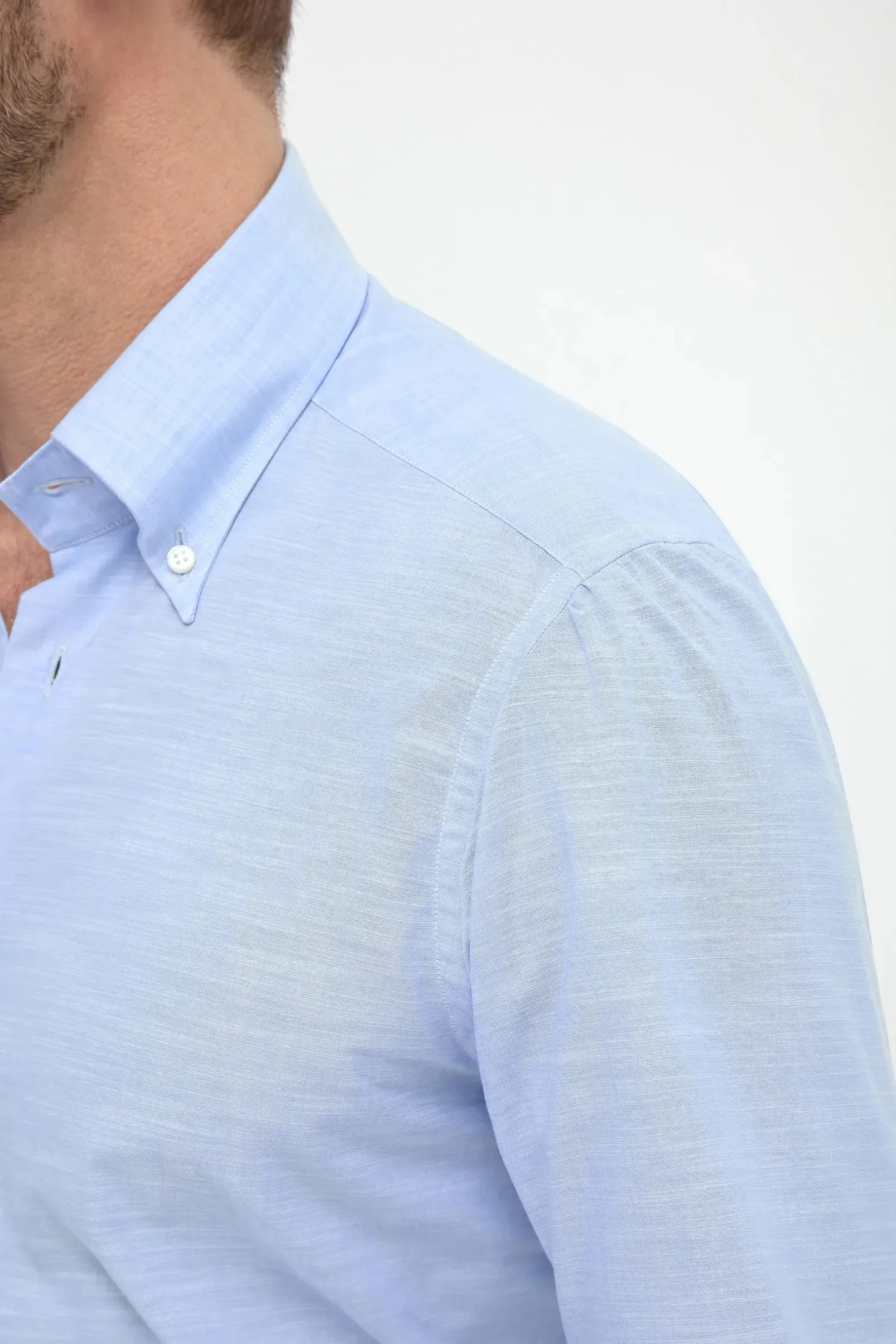 light_blue_bamboo_buttond_2.webp Light blue bamboo button-down shirt "Sartoriale collection" - Made In Italy