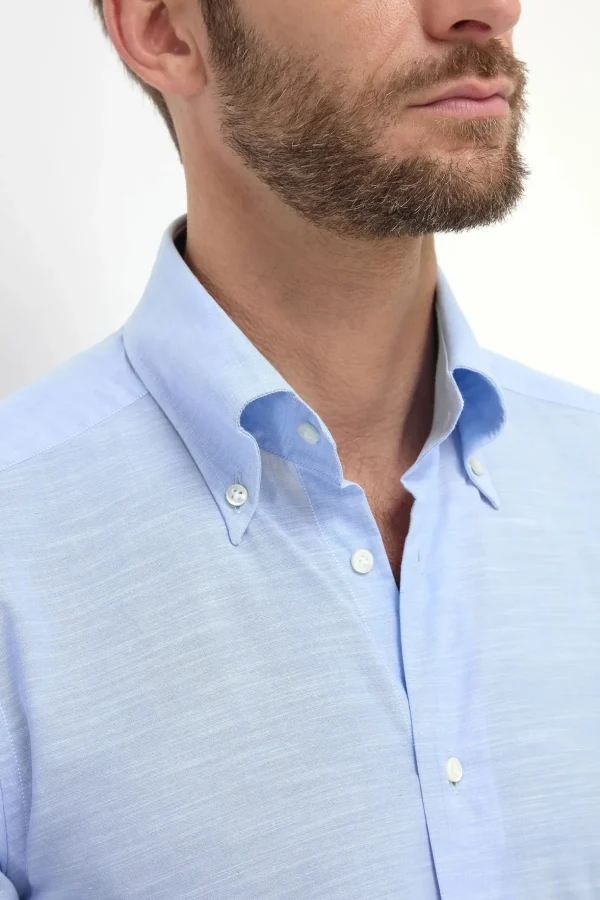 Light blue bamboo button-down shirt