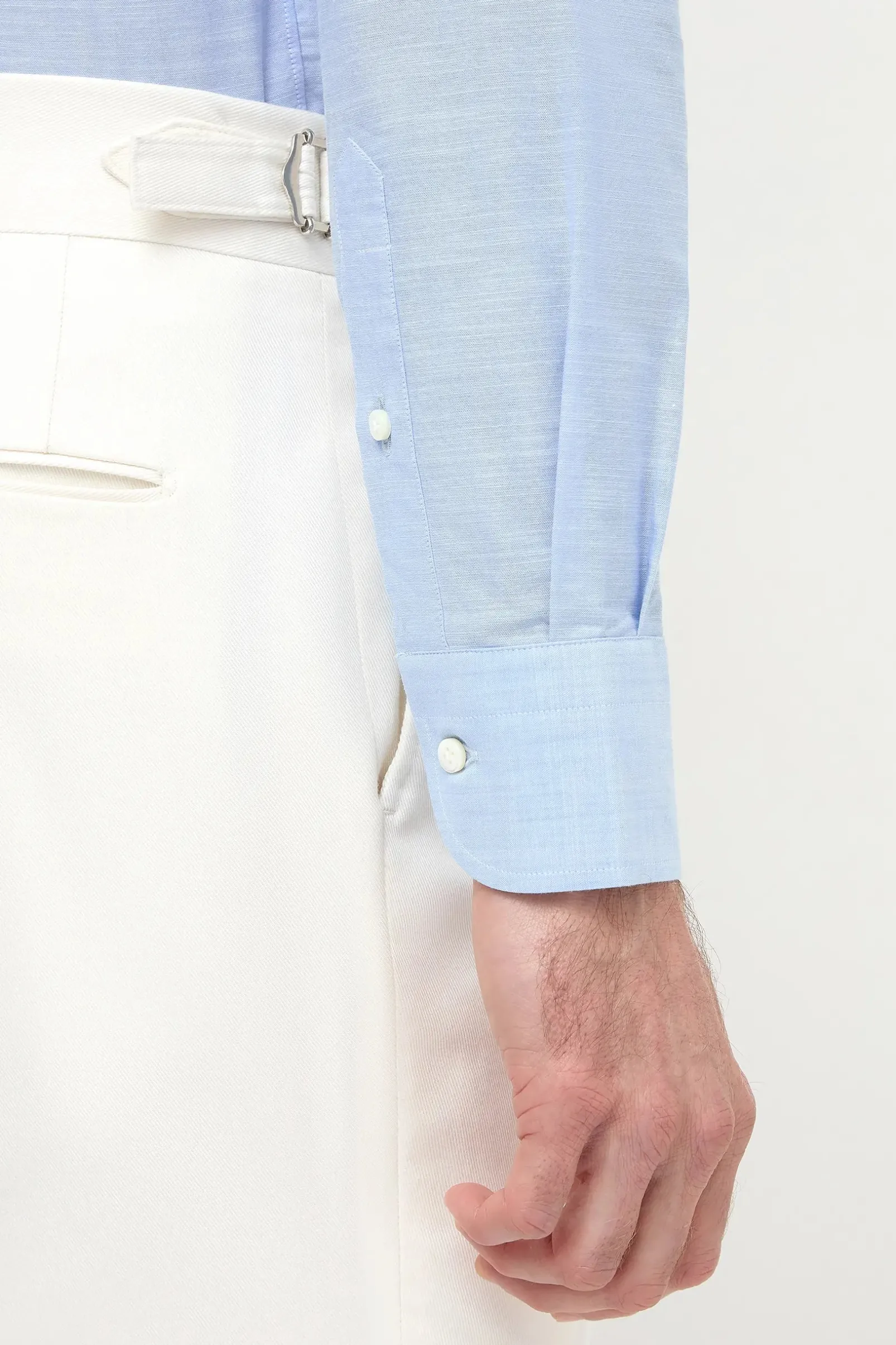 light_blue_bamboo_buttond_4.webp Light blue bamboo button-down shirt "Sartoriale collection" - Made In Italy