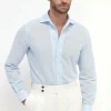 Light blue basketweave shirt - Made in Italy