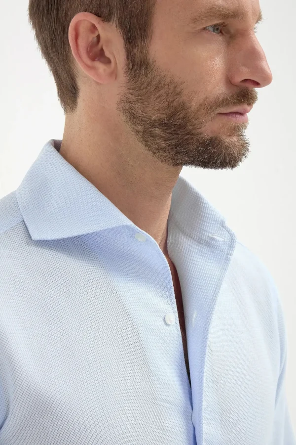 Light blue basketweave shirt - Made in Italy