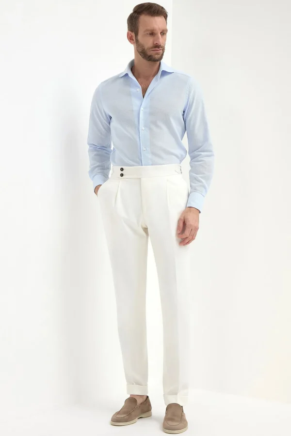 Light blue basketweave shirt - Made in Italy