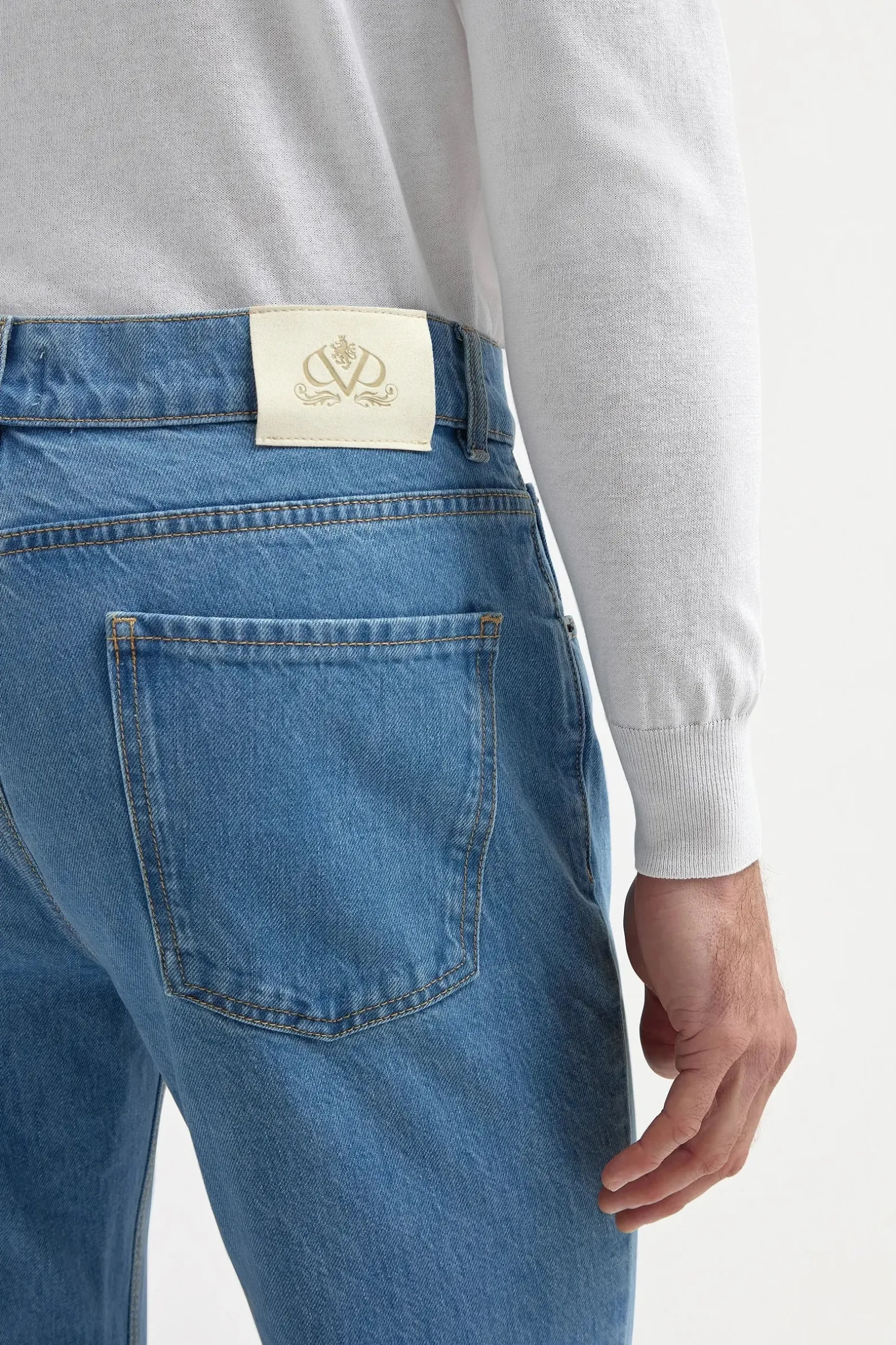 light_blue_bleached_jeans_1.webp Light blue bleached jeans - Candiani cotton - Made in Italy
