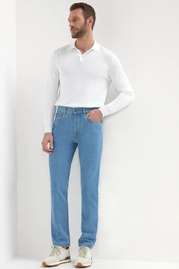 Light blue bleached jeans - Candiani cotton - Made in Italy