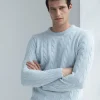Light blue cable knit sweater – Made in italy