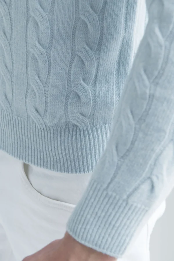 Light blue cable knit sweater – Made in italy
