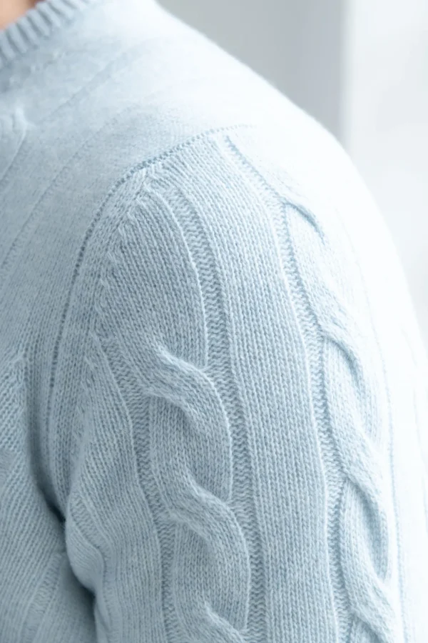 Light blue cable knit sweater – Made in italy
