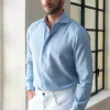 Light blue cashmere and cotton shirt - Made in Italy