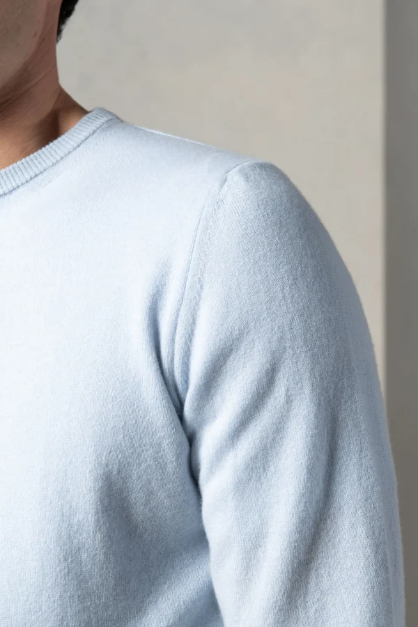 Light blue cashmere round neck – Made in italy
