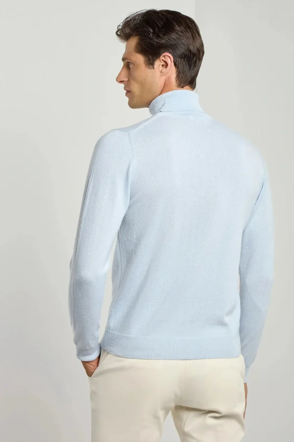 Light blue cashmere turtleneck – Made in italy