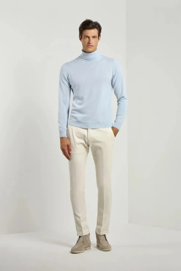 Light blue cashmere turtleneck – Made in italy