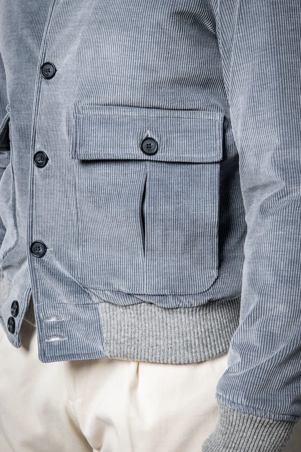 Light blue corduroy bomber jacket – Made in Italy